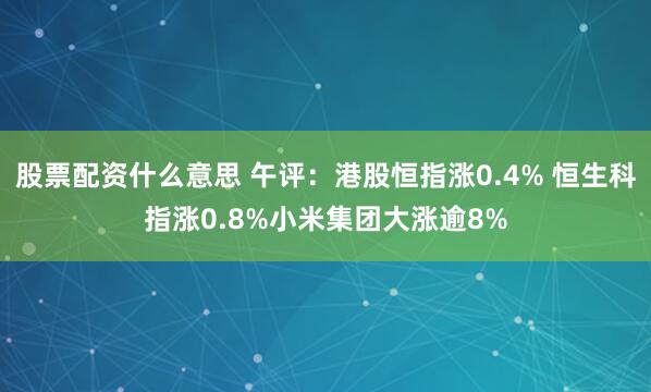 股票配资什么意思 午评：港股恒指涨0.4% 恒生科指涨0.8%小米集团大涨逾8%